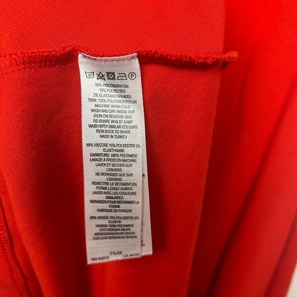 French Connection Red Short Sleeves lace font back neck Midi Dress Size 10 - Picture 6 of 8